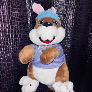 Buc-ee's Plush Bunny with Blue Beanie and Purple Shirt